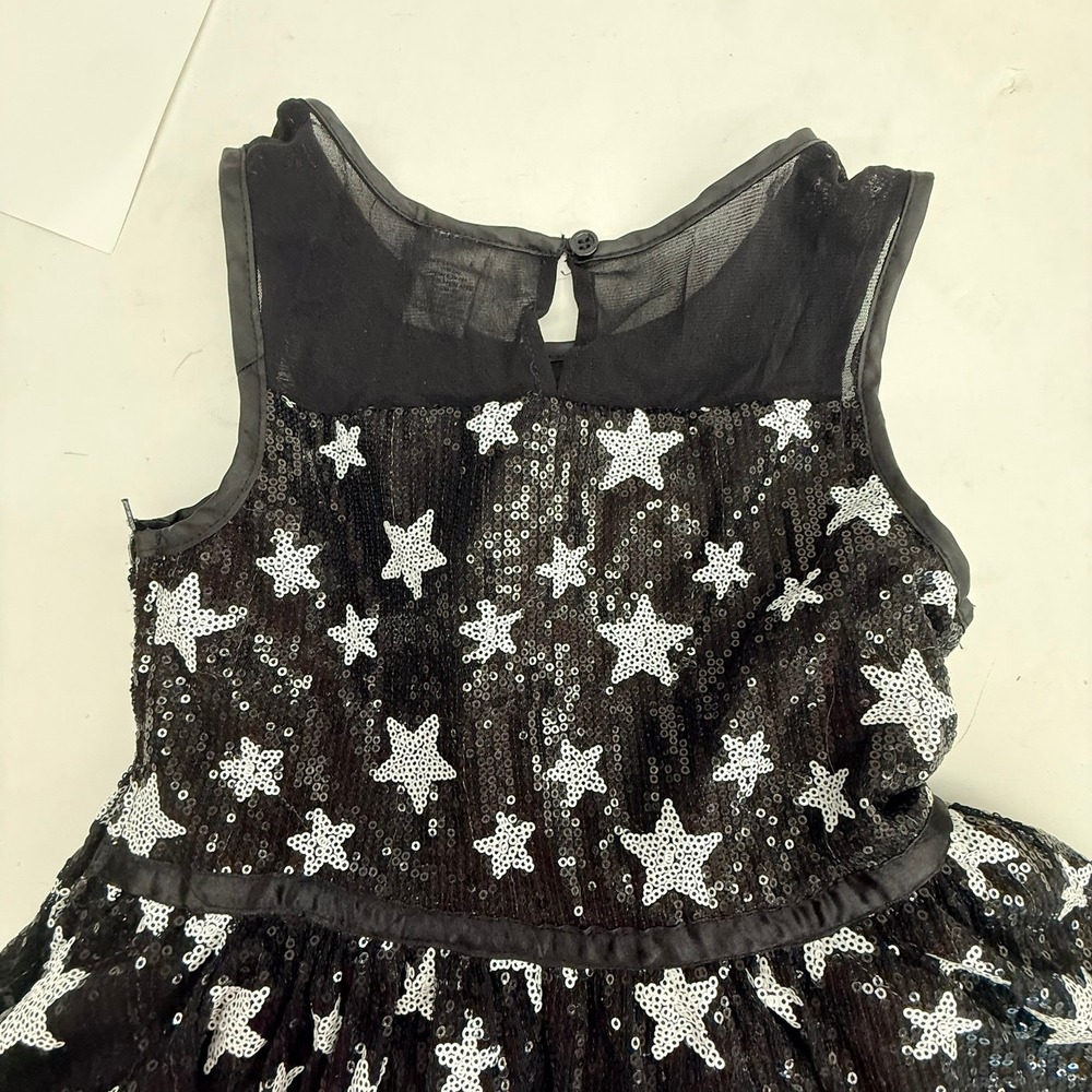 4th of July HARAJUKU MINI GWEN STEFANI BLACK WHITE SEQUIN STAR DRESS L 10-12 - Picture 5 of 13